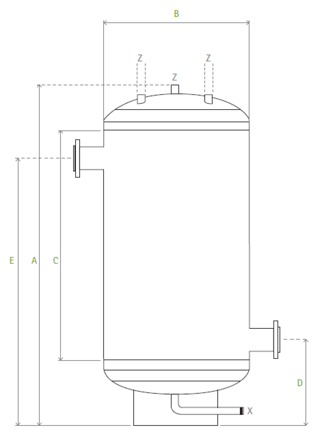 Buffer Vessel Vertical Diagram